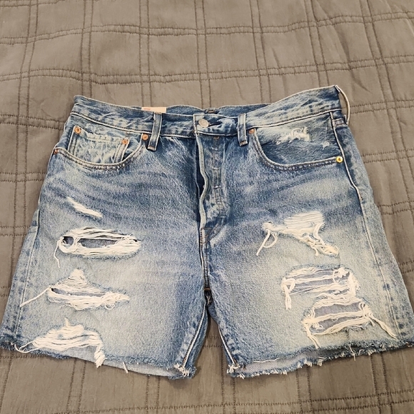 Levi's Pants - Levi's Light Blue Distressed Jean Shorts Size 32, New With Tags!